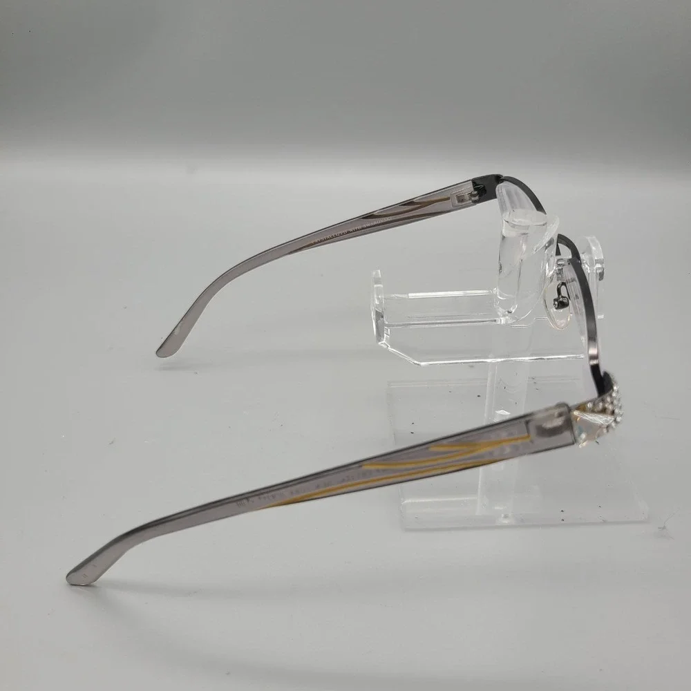 Jimmy Crystal New York Swarovski Reading Glasses JCR257 +2.00 Smoke Gold Black